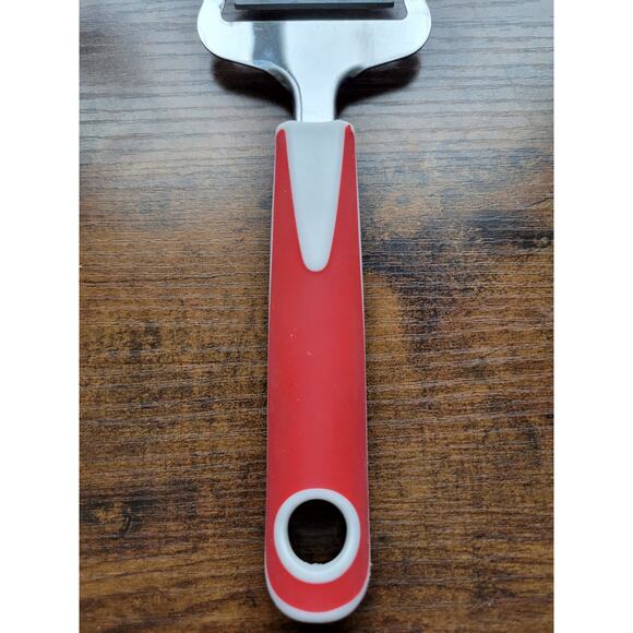 Red/White Cheese Slicer/Server w/Plastic Handle - 9" (inches) Long - Picture 3 of 7